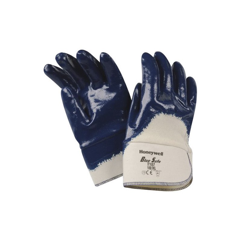 T107 bluesafe manchet 3/4 katoenen handschoen met nitril coating